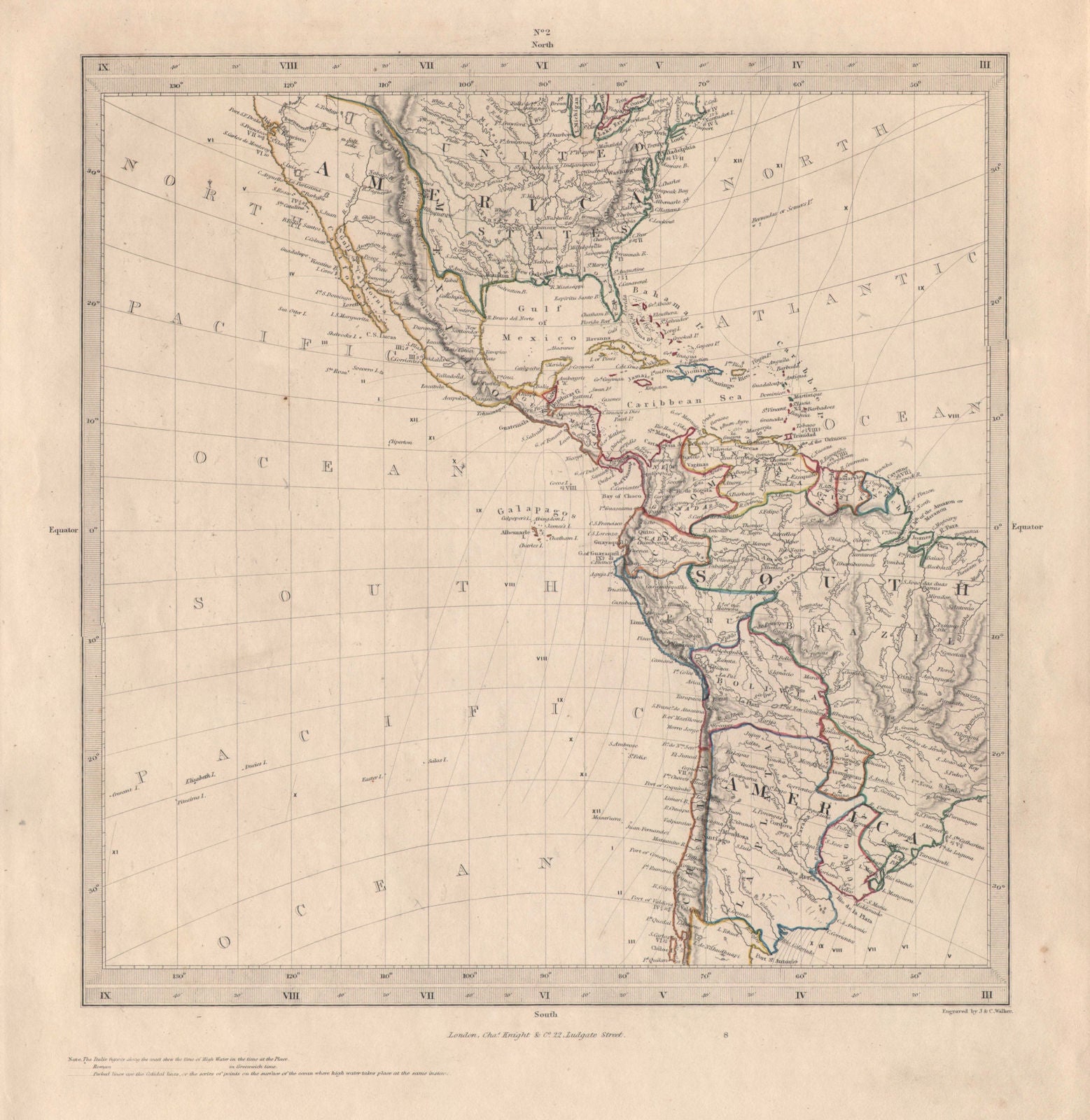 AMERICAS. Gnomonic Projection. Texas Republic borders. Mexico USA. SDUK 1846 map
